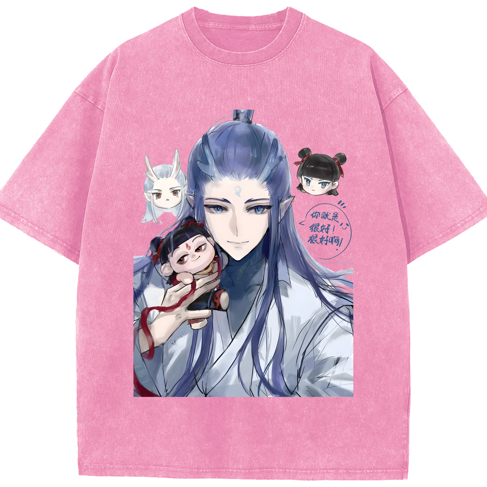 （画像用） Ne Zha 2 ナタ 魔童の大暴れ 綿100% ヴィンテージ風 半袖Tシャツ（フロントプリント）